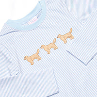 Golden Days Embroidered Top, Blue Stripe