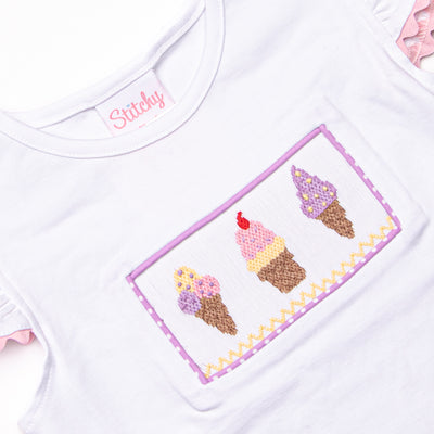 Springtime Scoops Smocked Ruffle Short Set, Purple