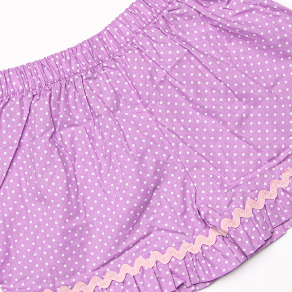 Springtime Scoops Smocked Ruffle Short Set, Purple