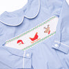 Christmas Eve Delivery Smocked Bubble, Blue Gingham