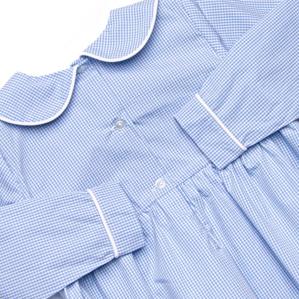 Christmas Eve Delivery Smocked Bubble, Blue Gingham