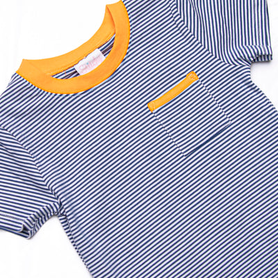 Eli Short Set, Orange and Navy Stripe