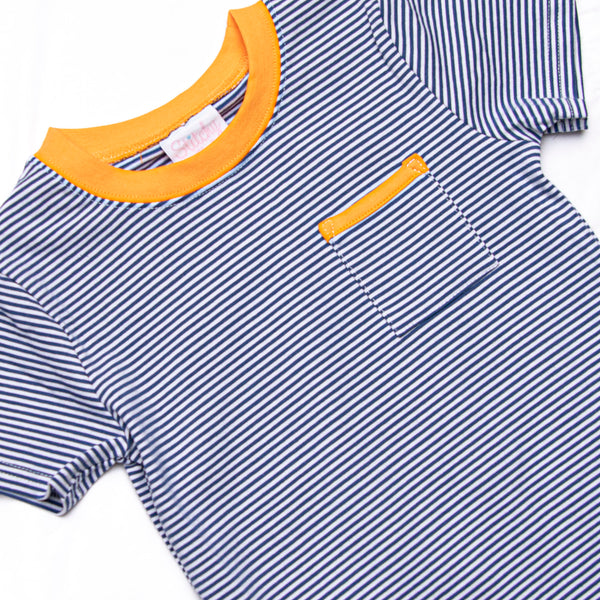 Eli Short Set, Orange and Navy Stripe