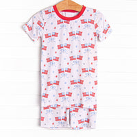 Home of the Brave Bamboo Pajama Short Set, Red