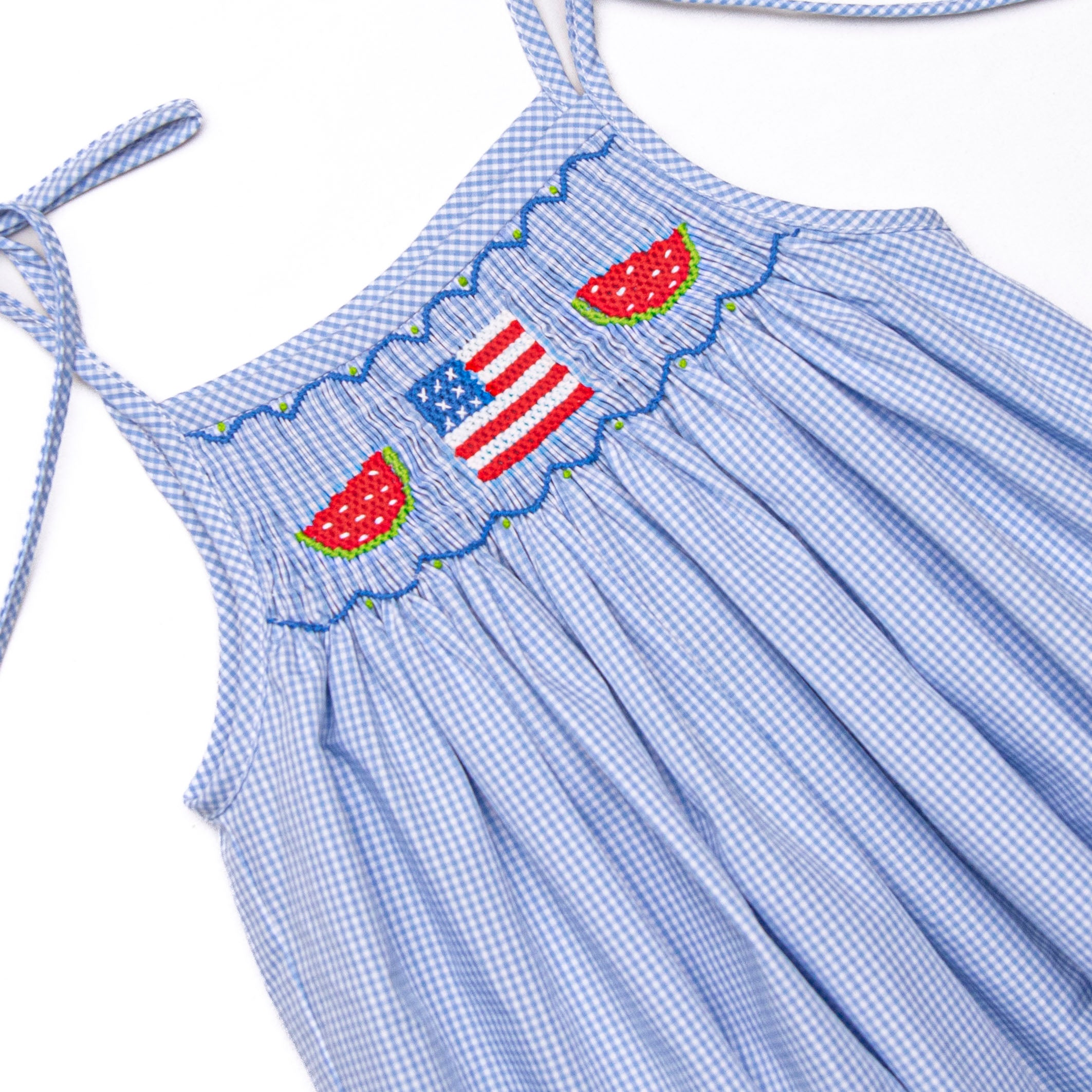 Bold and Brave BBQ Smocked Bubble, Blue Stitchy Fish Bold and Brave BBQ Smocked Bubble, Blue Stitchy Fish