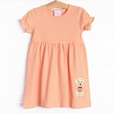 Trick or Treat Pal Applique Dress, Orange