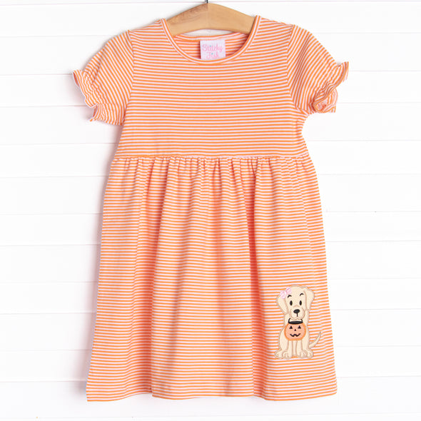 Trick or Treat Pal Applique Dress, Orange