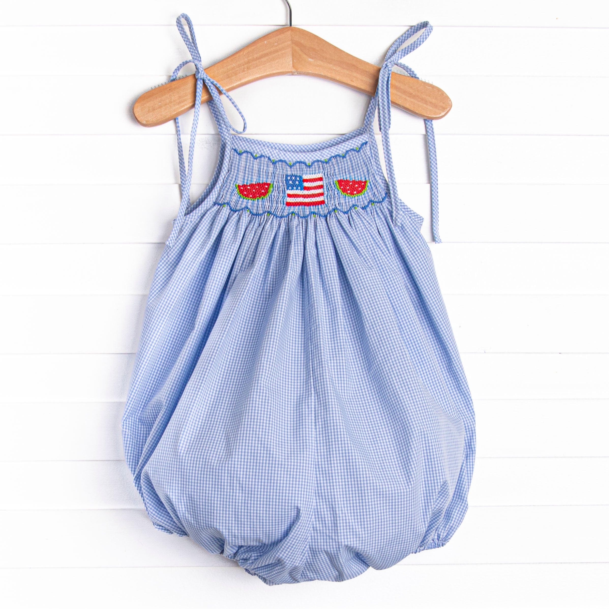 Bold and Brave BBQ Smocked Bubble, Blue – Stitchy Fish Bold and Brave BBQ Smocked Bubble, Blue – Stitchy Fish
