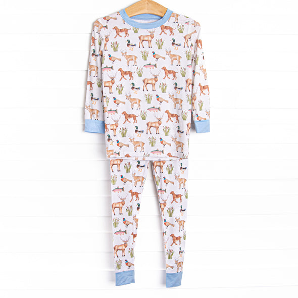 Hunting Club Bamboo Pajama Set, Blue