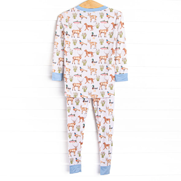 Hunting Club Bamboo Pajama Set, Blue