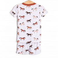 Wild Horses Bamboo Pajama Short Set, Brown