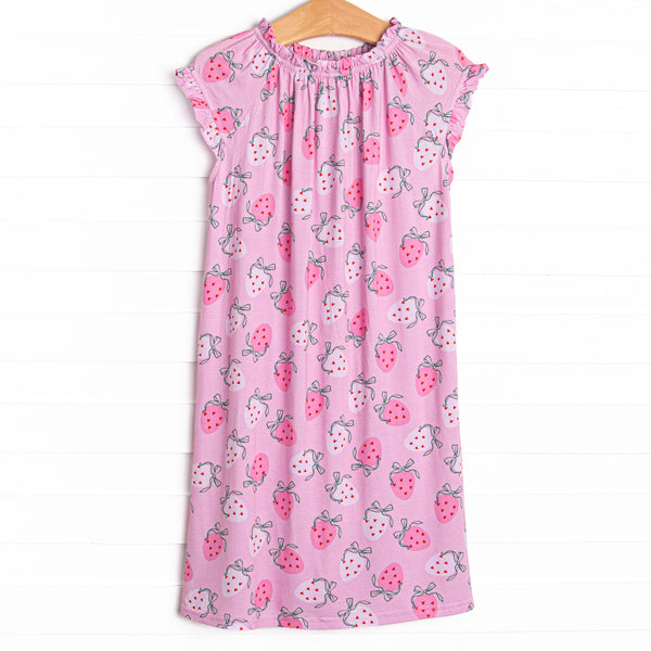 Girl's Strawberry Slumber Bamboo Night Gown Dress in Pink size 24M