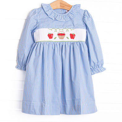 Outstanding Orchard Smocked Dress, Blue Check