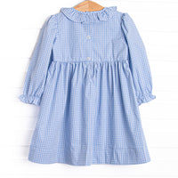 Outstanding Orchard Smocked Dress, Blue Check