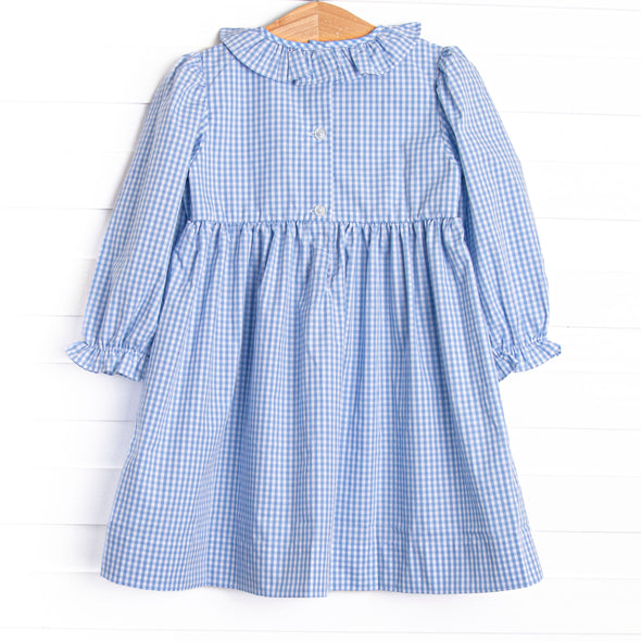 Outstanding Orchard Smocked Dress, Blue Check