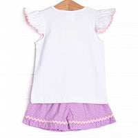 Springtime Scoops Smocked Ruffle Short Set, Purple