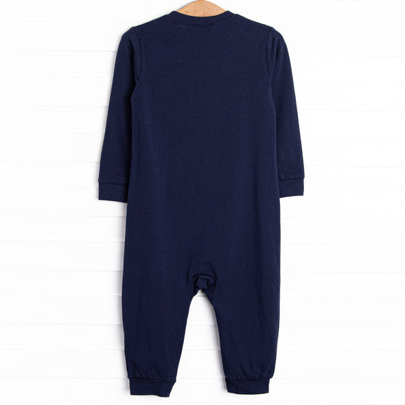 Towin' Time Applique Romper, Navy