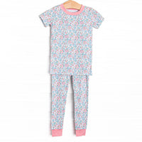 Fan Favorite Florals Bamboo Pajama Short Sleeve Set, Blue
