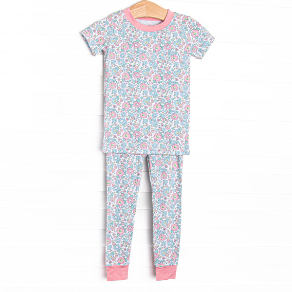 Fan Favorite Florals Bamboo Pajama Short Sleeve Set, Blue