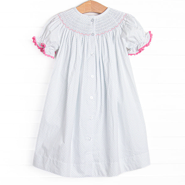 Bow Beauty Smocked Bishop Dress, Blue