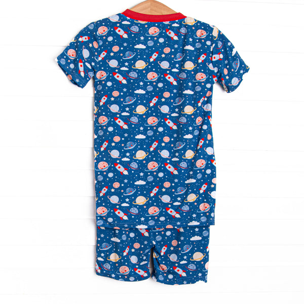 Outer Space Adventure Bamboo Pajama Short Set, Blue