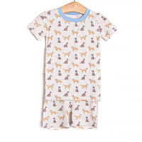  This set is made of the extremely soft, stretchy bamboo viscose fabric that feels like butter and features a puppy print. 
