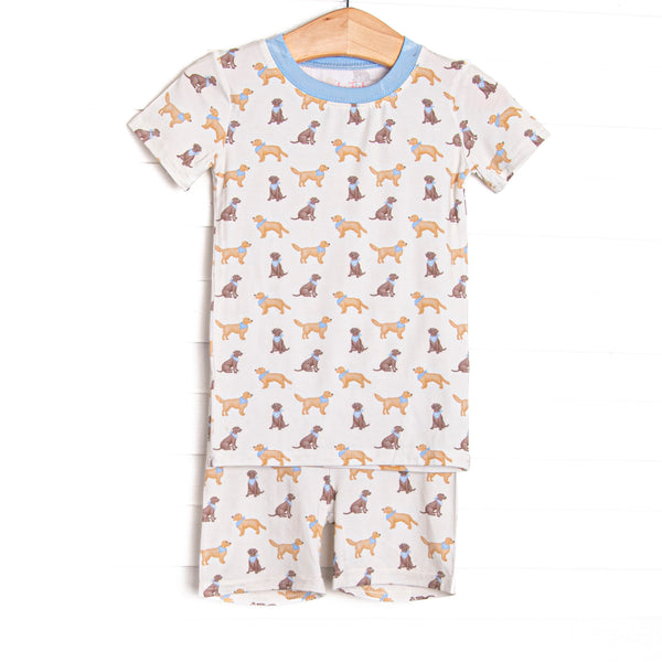  This set is made of the extremely soft, stretchy bamboo viscose fabric that feels like butter and features a puppy print. 