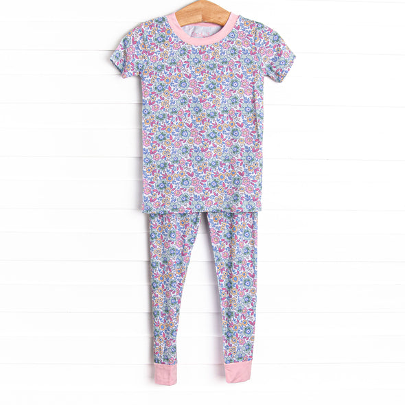Finley Florals Bamboo Pajama Short Sleeve Set, Pink