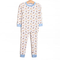 This set is made of the extremely soft, stretchy bamboo viscose fabric that feels like butter and features a puppy print.
