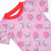Sweet Sleep Strawberry Bamboo Pajama Short Set, Pink