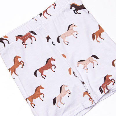 Wild Horses Bamboo Pajama Short Set, Brown