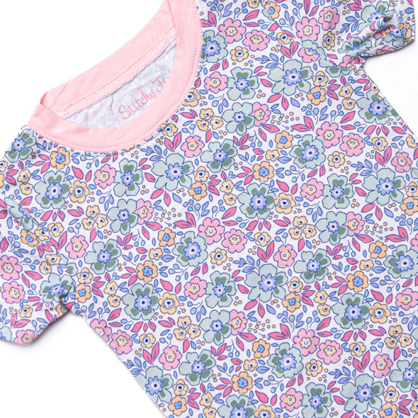 Finley Florals Bamboo Pajama Short Sleeve Set, Pink