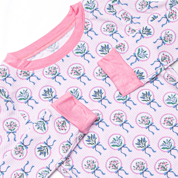 Fancy Florals Bamboo Pajama Set, Pink