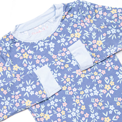 Midnight Meadow Bamboo Pajama Set, Blue
