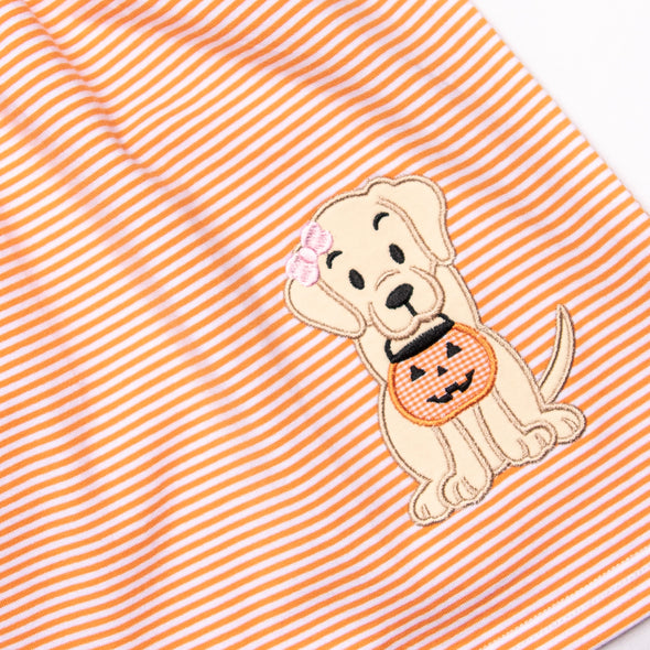 Trick or Treat Pal Applique Dress, Orange