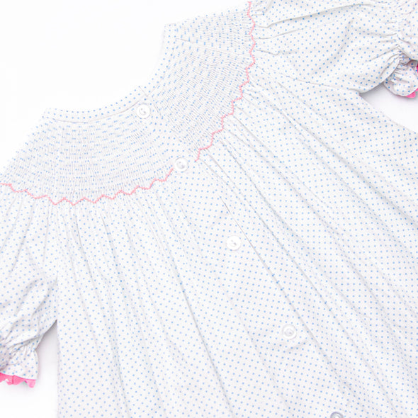 Bow Beauty Smocked Bishop Dress, Blue