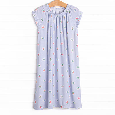 Periwinkle Patched Bamboo Night Gown, Blue