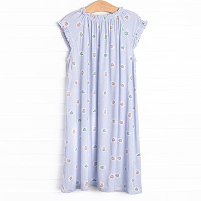 Periwinkle Patched Bamboo Night Gown, Blue
