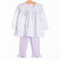 Berry Blossoms Ruffle Legging Set, Purple