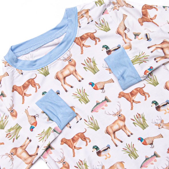 Hunting Club Bamboo Pajama Set, Blue