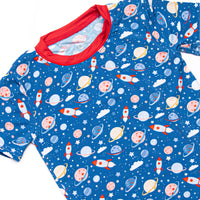 Outer Space Adventure Bamboo Pajama Short Set, Blue