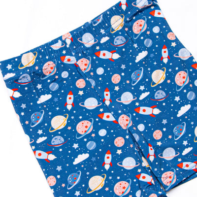 Outer Space Adventure Bamboo Pajama Short Set, Blue