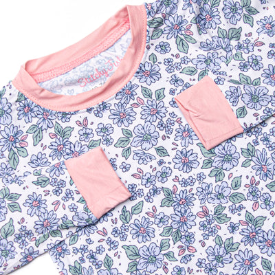 Blossom in Blue Bamboo Pajama Set, Blue