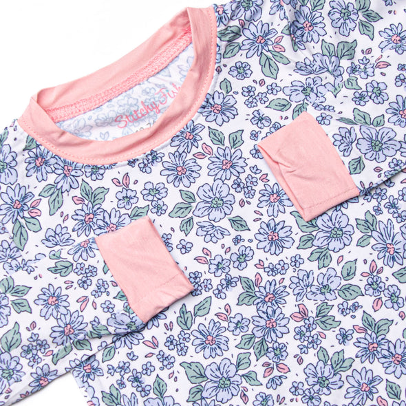 Blossom in Blue Bamboo Pajama Set, Blue