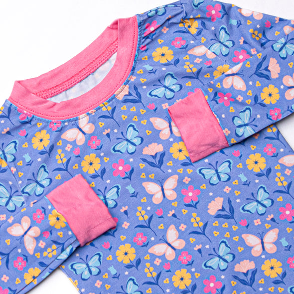 Busy Butterfly Bamboo Pajama Set, Purple