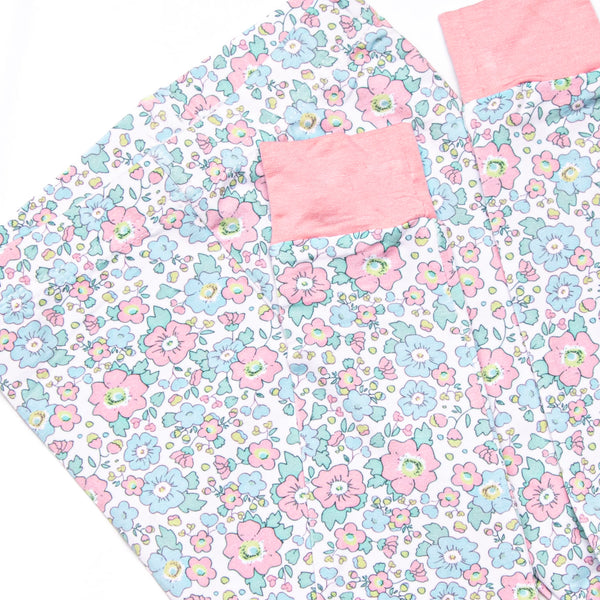 Fan Favorite Florals Bamboo Pajama Short Sleeve Set, Blue