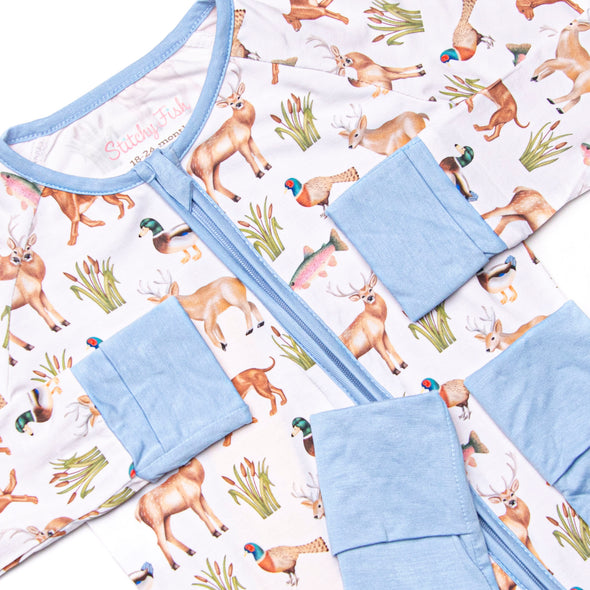Hunting Club Bamboo Zippy Pajama, Blue