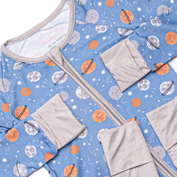 Overnight Orbit Bamboo Zippy Pajama, Blue