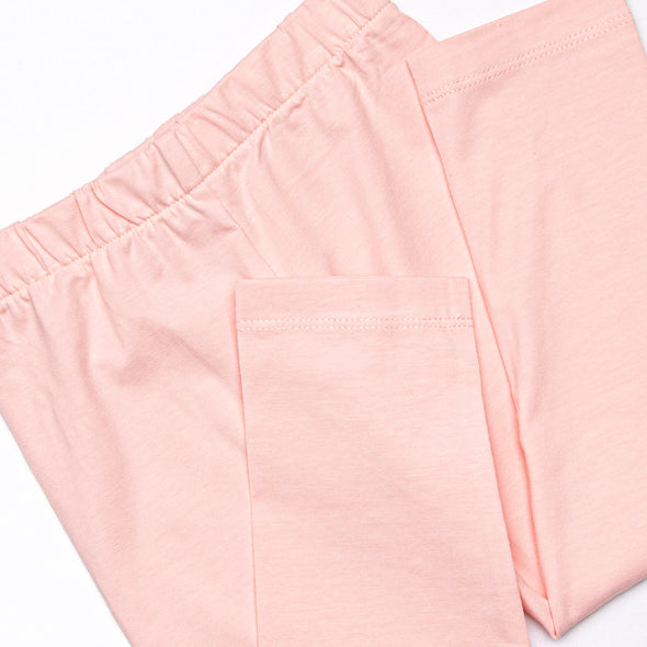 Powder Pink Petals Smocked Legging Set, Pink