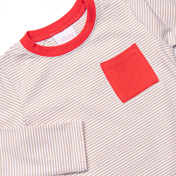 Evan Pant Set, Red and Tan Stripe